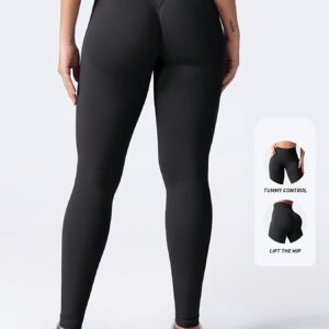 Women'S High-Waist Seamless Leggings Butt Lifting Pants Booty Scrunch Vital Tummy Control Ruched Tights Four Needle Six Thread Process Seamless Integrated Molding