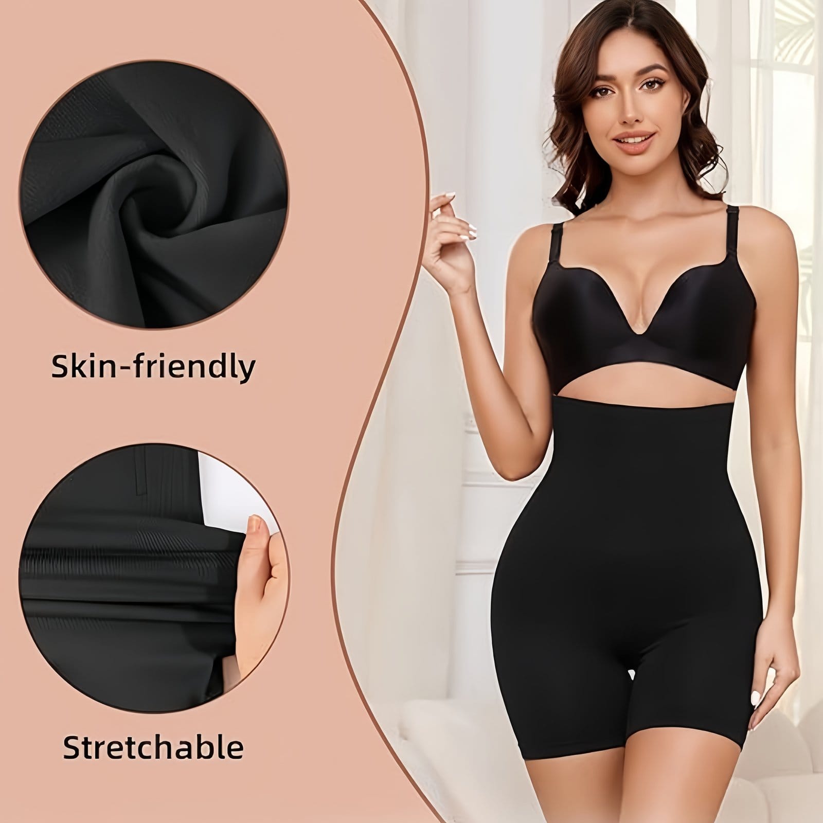 High-Waist Tummy Control Shapewear Shorts for Women - Seamless, Compression Thigh Slimming & Butt Lifting Underwear, Invisible Postpartum Waist Trainer, Comfortable Polyester, All-Season Wear, Waist Trainer Tummy Control - Image 9