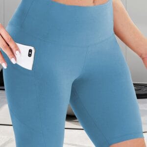 Women's High-Waist Shaping Shorts with Crescent Pockets - Black, Stretchy Tummy Control, Mid-Thigh Length, Machine Washable, Summer Casual Wear, Everyday Compression Wear | Sleek Design | Tummy Control Shorts