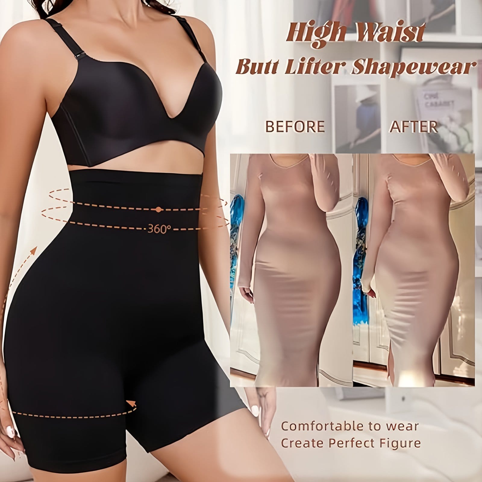 High-Waist Tummy Control Shapewear Shorts for Women - Seamless, Compression Thigh Slimming & Butt Lifting Underwear, Invisible Postpartum Waist Trainer, Comfortable Polyester, All-Season Wear, Waist Trainer Tummy Control - Image 5