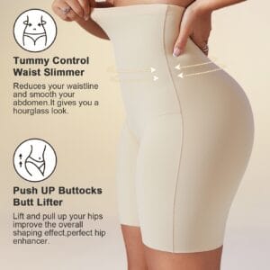 Non-marking High-waisted Shapewear Pants, High Elasticity, Waist Cinching, Hip Lifting, Leg Shaping Shorts-TE128