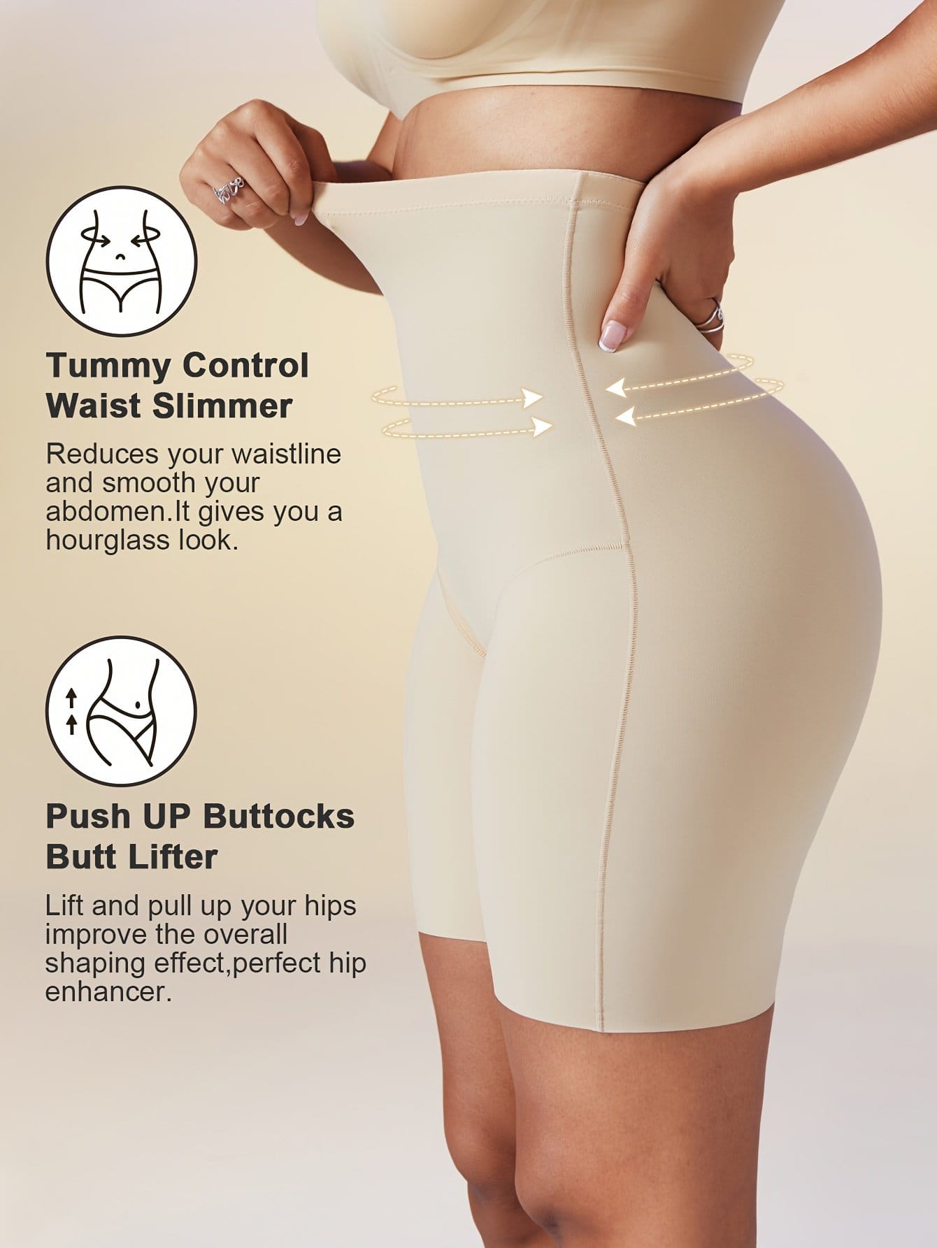 Non-marking High-waisted Shapewear Pants, High Elasticity, Waist Cinching, Hip Lifting, Leg Shaping Shorts-TE128