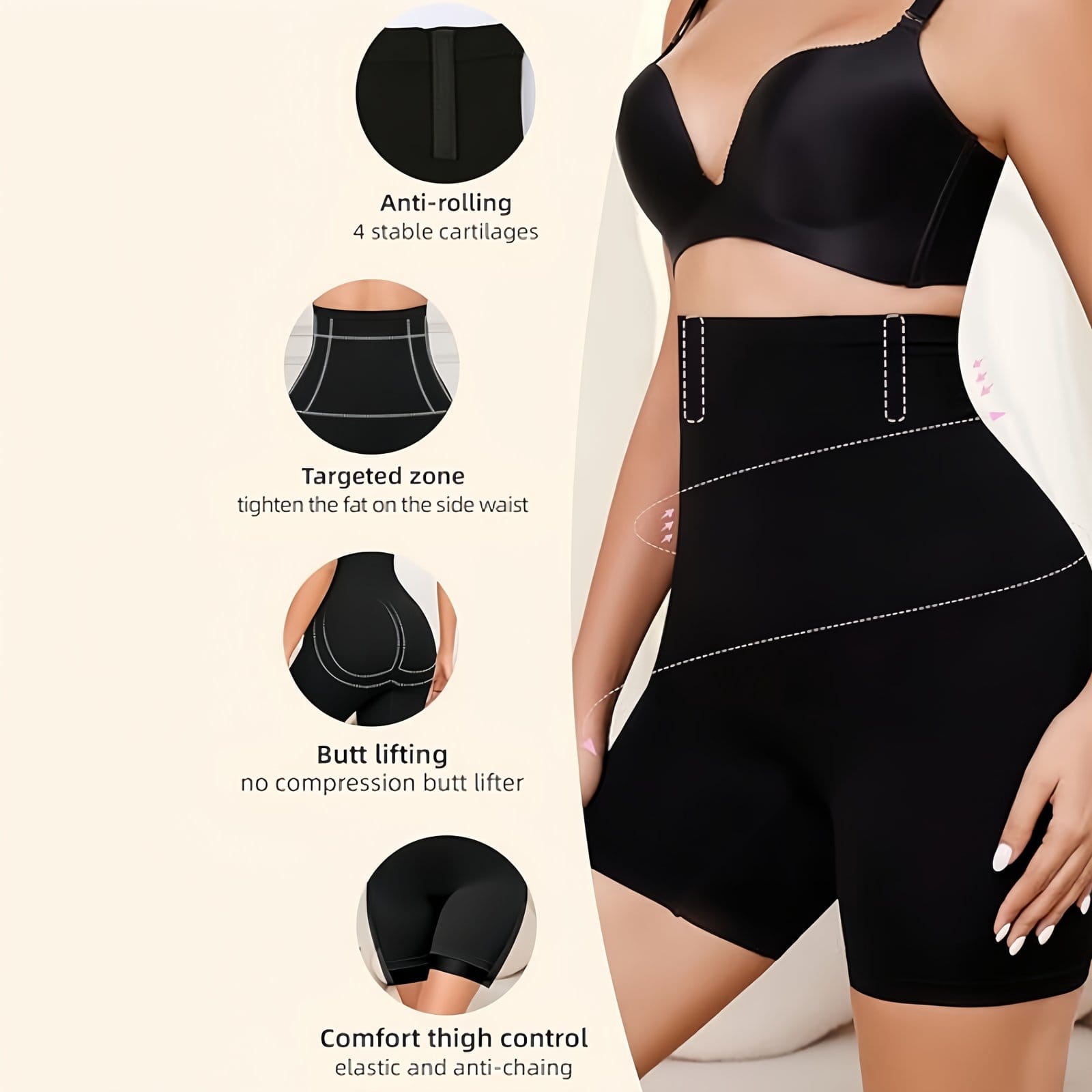 High-Waist Tummy Control Shapewear Shorts for Women - Seamless, Compression Thigh Slimming & Butt Lifting Underwear, Invisible Postpartum Waist Trainer, Comfortable Polyester, All-Season Wear, Waist Trainer Tummy Control - Image 2