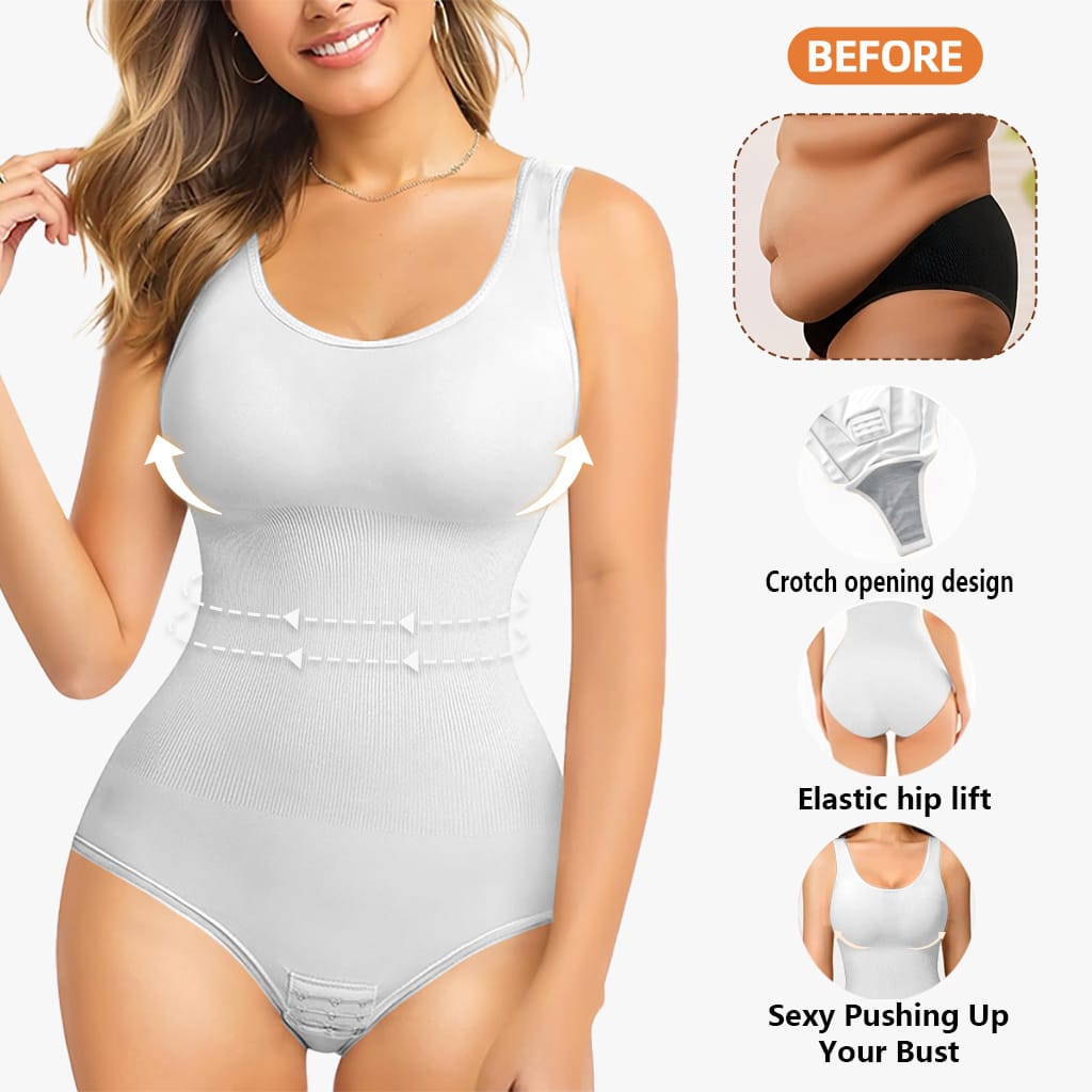 Women'S Seamless Bodysuit Shapewear, Waist Tummy Control Full Body Shaper, Sleeveless Tank Top Jumpsuit with Hip Lift, Bust Support, Waist Slimming, Stretchy Comfort Fit for Postpartum Recovery & Plus Size, Comfortable Undergarment